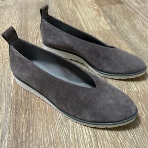 Eileen Fisher Humor Suede Leather Taupe Gray Wedge Ballet Flats Size 8